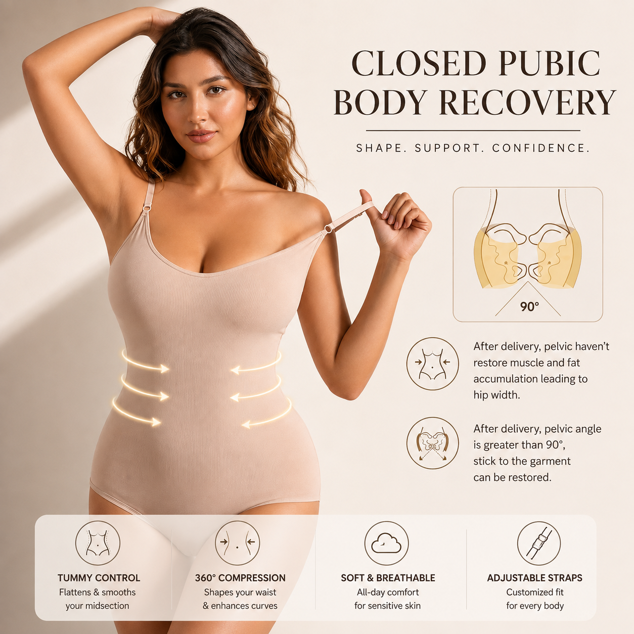 Seamless Sculpting Shapewear Bodysuit – Tummy Control & Butt-Lifting