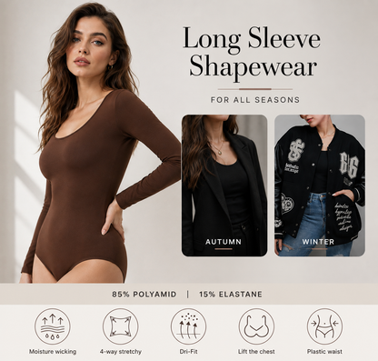 Seamless Long-Sleeve Tummy Control Bodysuit