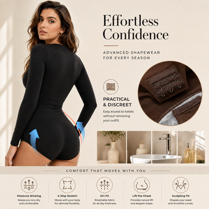 Seamless Long-Sleeve Tummy Control Bodysuit