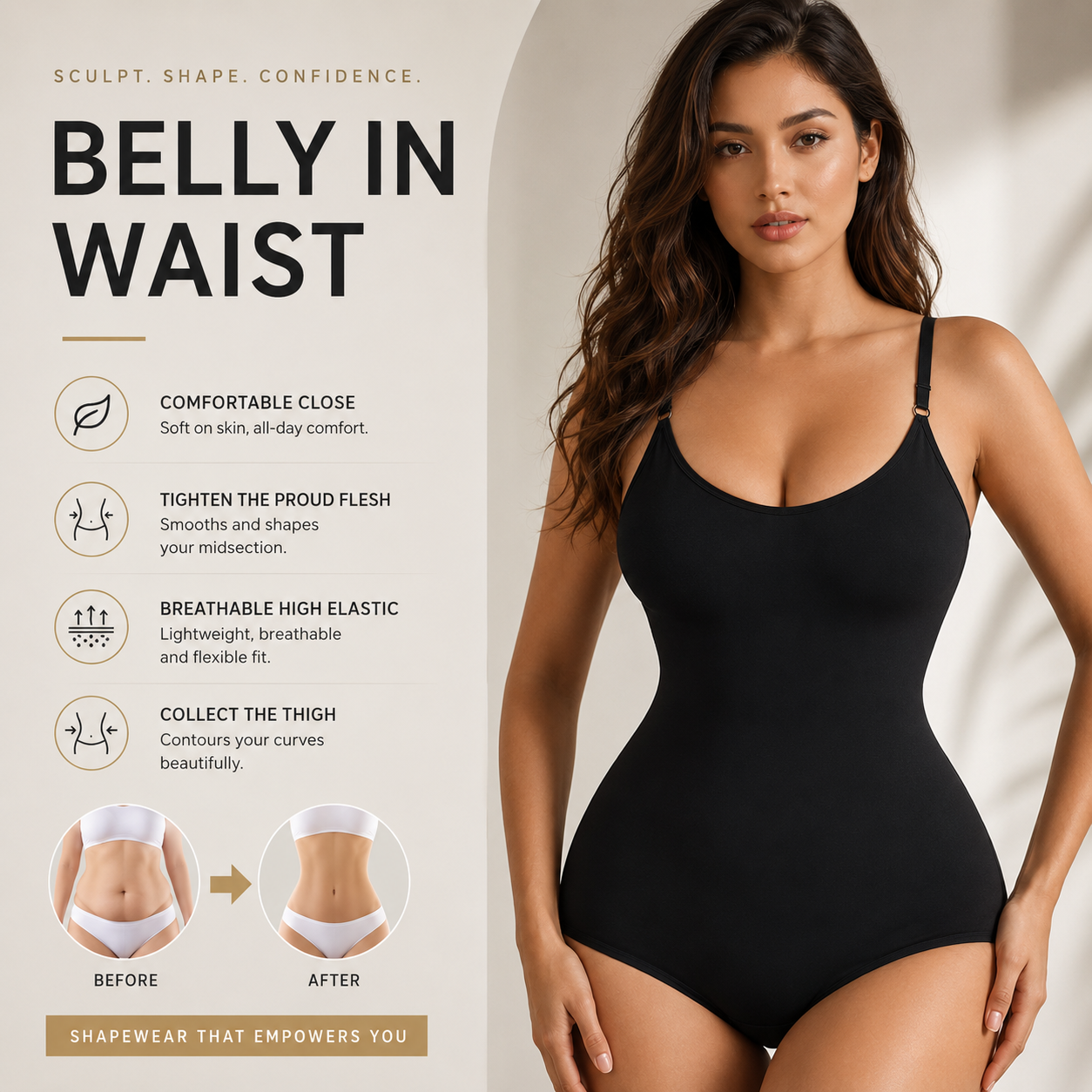 Seamless Sculpting Shapewear Bodysuit – Tummy Control & Butt-Lifting