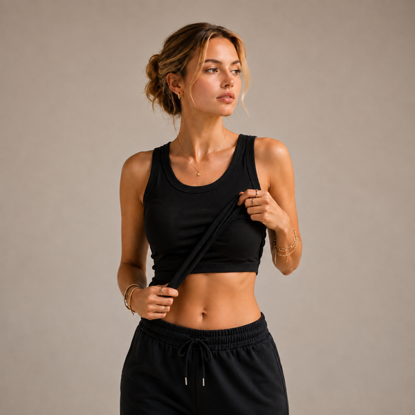 Seamless Ribbed Tank Top with Built-In Bra – Wire-Free Everyday Comfort