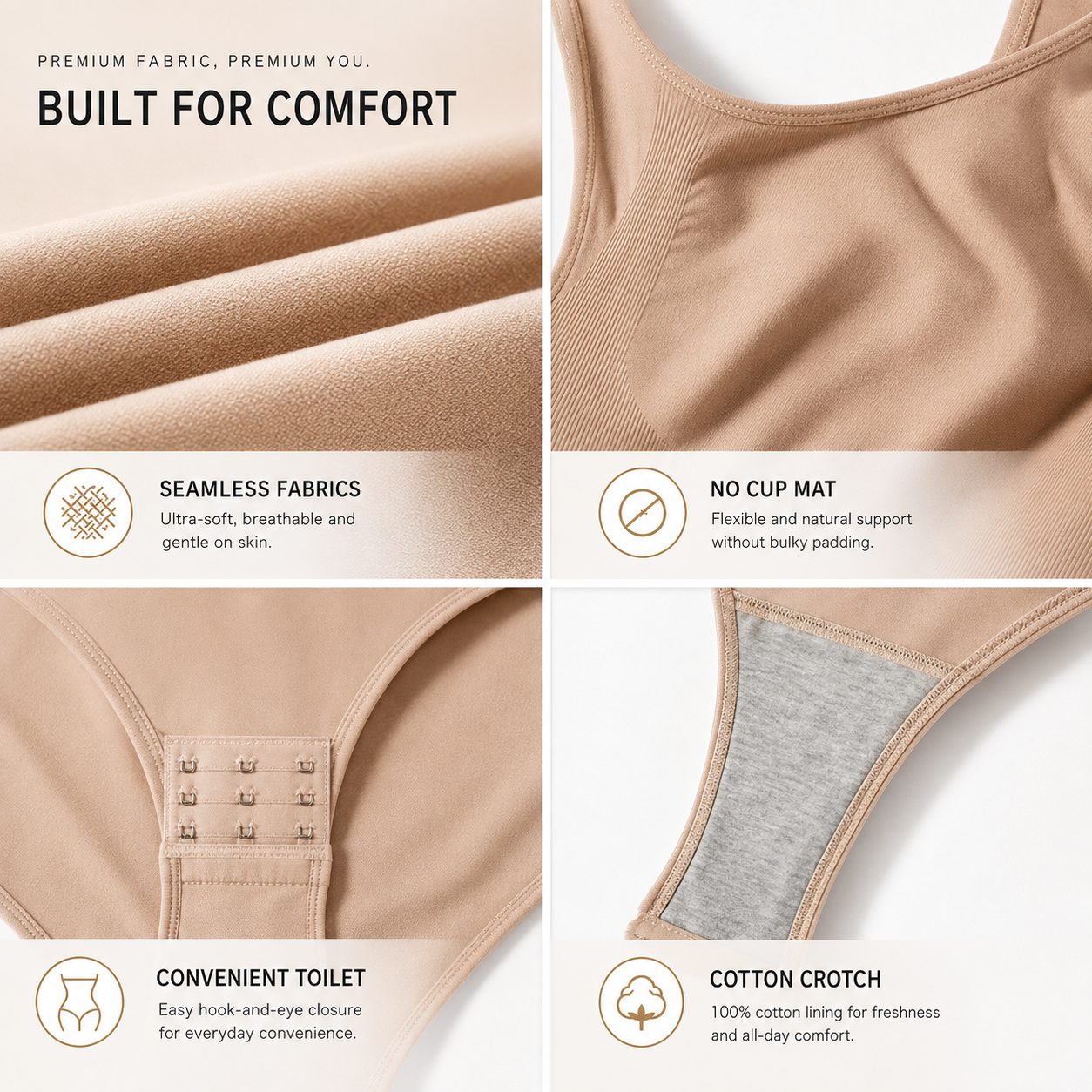 Seamless Sculpting Shapewear Bodysuit – Tummy Control & Butt-Lifting