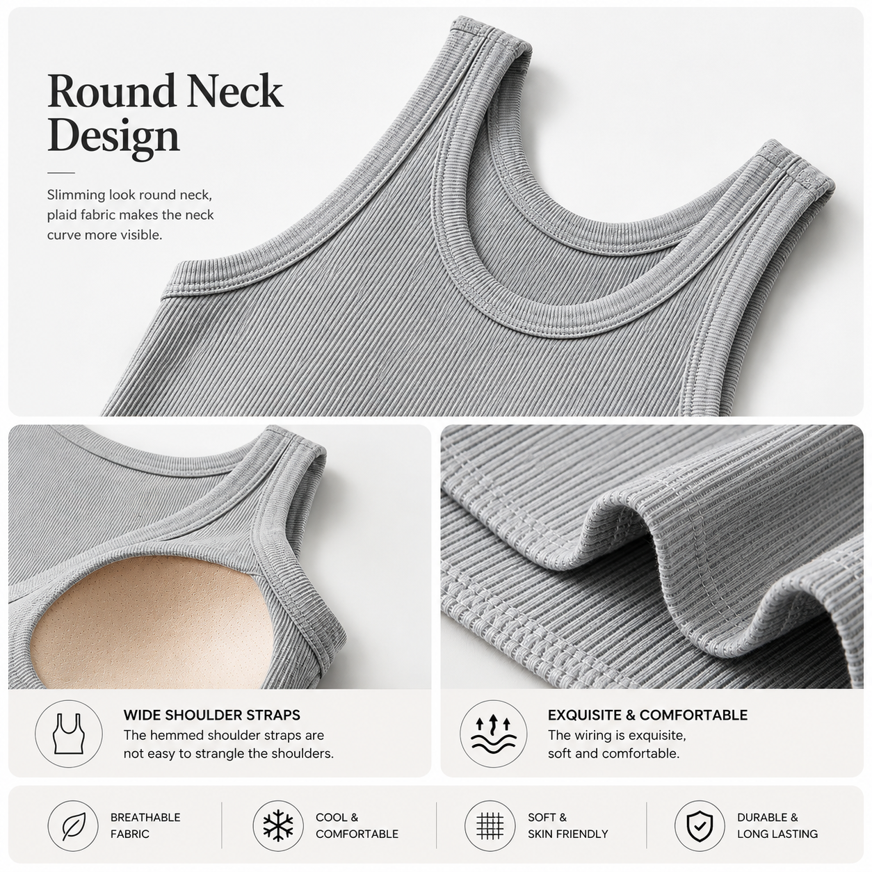 Seamless Ribbed Tank Top with Built-In Bra – Wire-Free Everyday Comfort