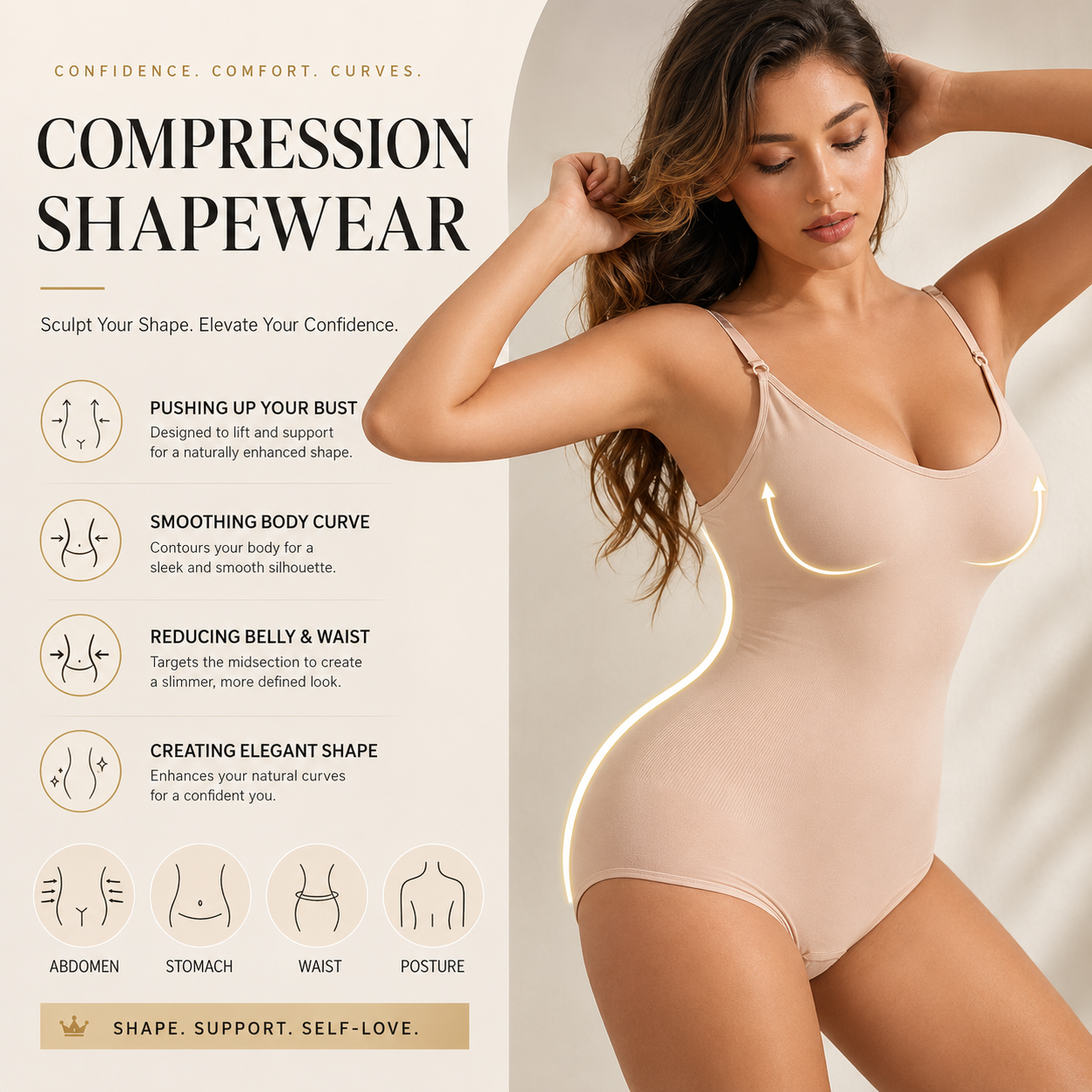 Seamless Sculpting Shapewear Bodysuit – Tummy Control & Butt-Lifting