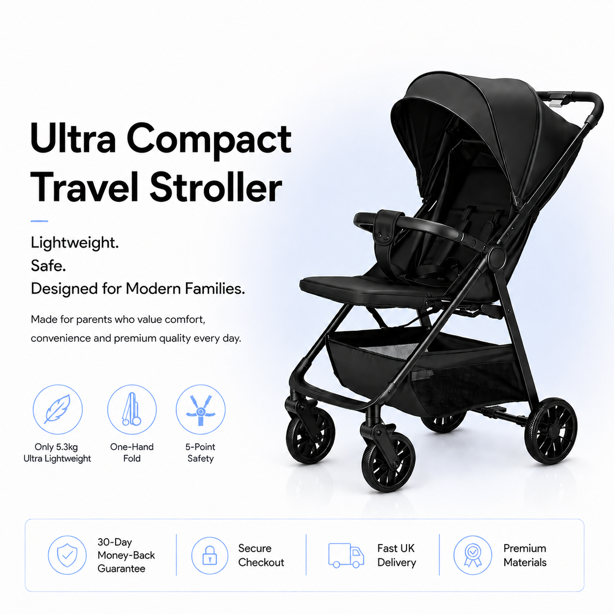 Avermate™ Ultra Compact Baby Travel Stroller | Lightweight One-Hand Fold Pushchair