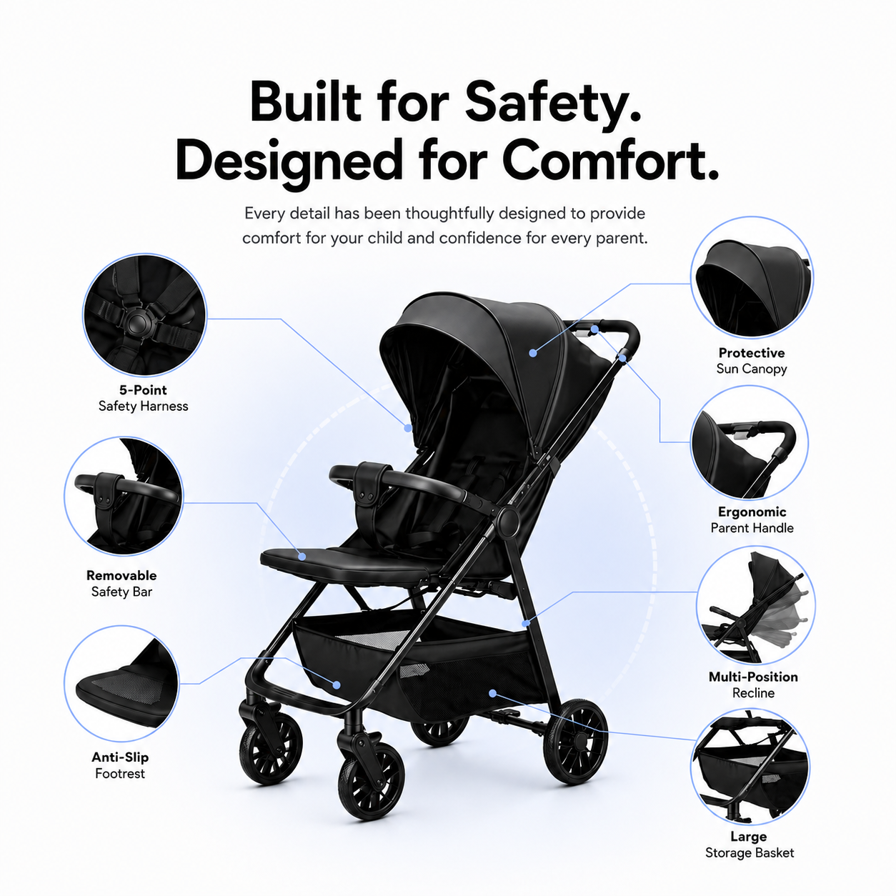 Avermate™ Ultra Compact Baby Travel Stroller | Lightweight One-Hand Fold Pushchair