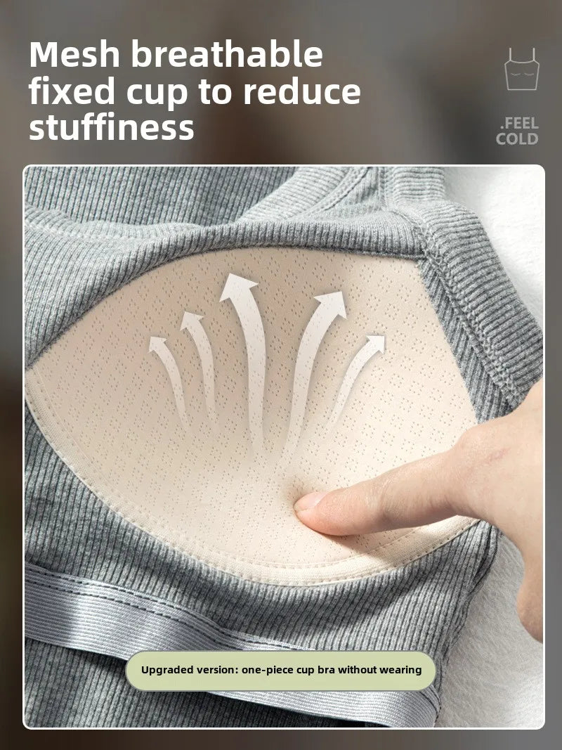 Seamless Ribbed Tank Top with Built-In Bra – Wire-Free Everyday Comfort