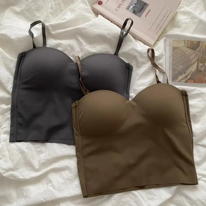 Seamless Ice Silk Backless Camisole Top