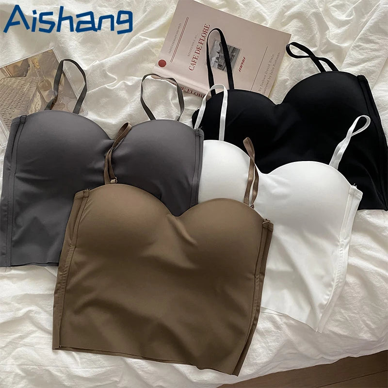 Seamless Ice Silk Backless Camisole Top