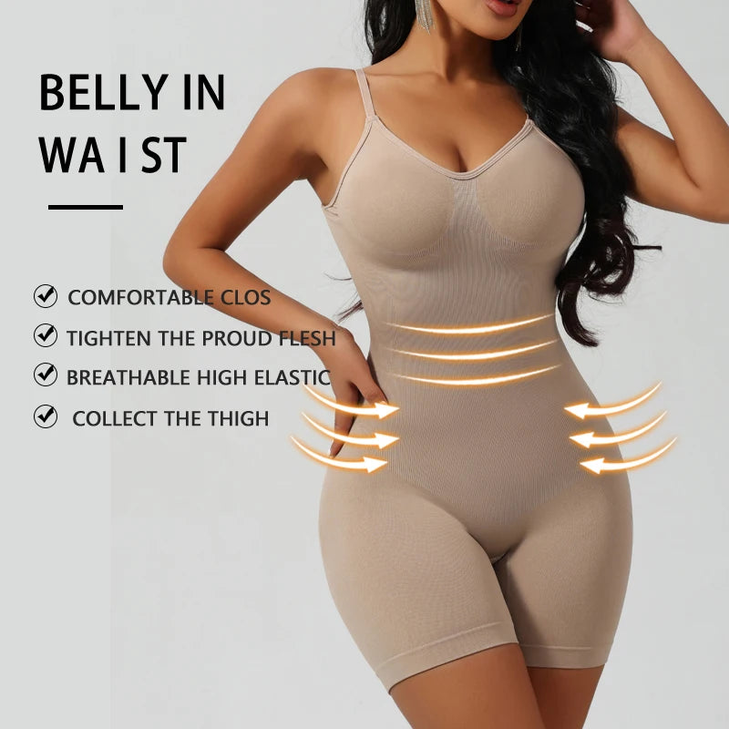 Low-Back Seamless Sculpting Bodysuit – Tummy Control & Hip Lifting