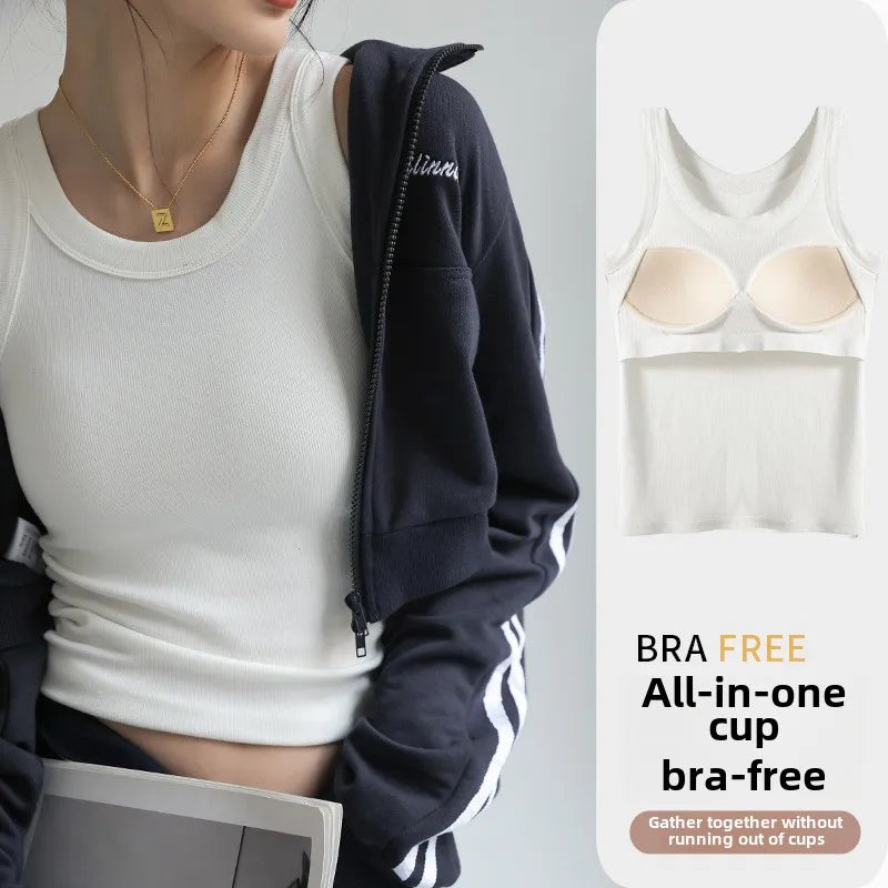 Seamless Ribbed Tank Top with Built-In Bra – Wire-Free Everyday Comfort