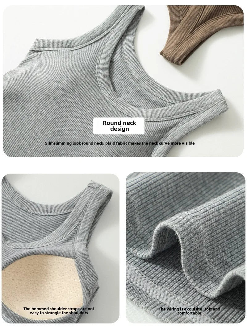 Seamless Ribbed Tank Top with Built-In Bra – Wire-Free Everyday Comfort