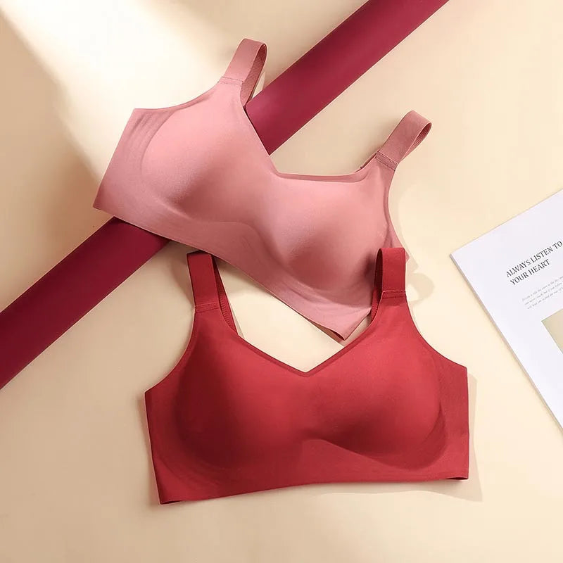 Seamless Wireless Support Bra – Push-Up Comfort & Breathable Everyday Fit