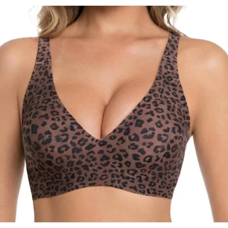 Seamless Leopard Print Wireless Bra – Full-Cup Support & Everyday Comfort