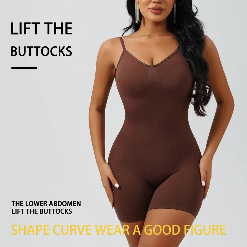 Low-Back Seamless Sculpting Bodysuit – Tummy Control & Hip Lifting