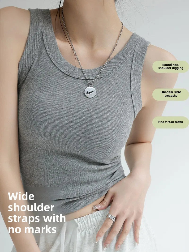 Seamless Ribbed Tank Top with Built-In Bra – Wire-Free Everyday Comfort