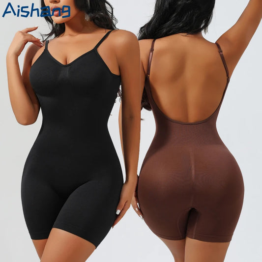 Low-Back Seamless Sculpting Bodysuit – Tummy Control & Hip Lifting