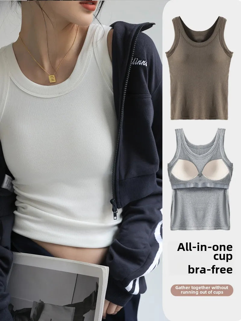 Seamless Ribbed Tank Top with Built-In Bra – Wire-Free Everyday Comfort
